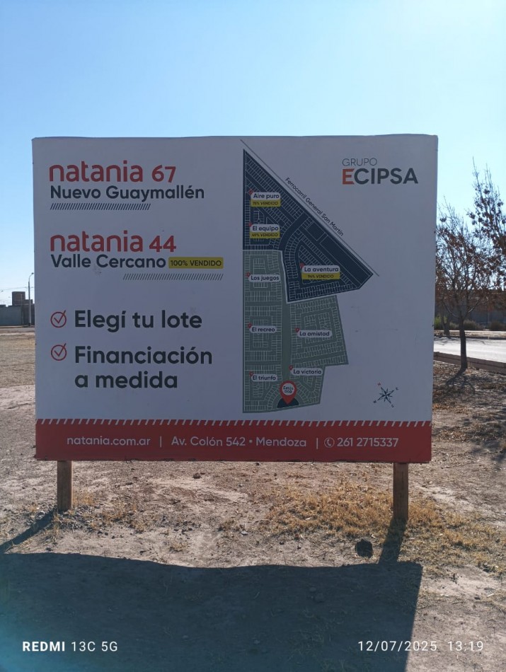 INMOESTATE VENDE LOTE EN BUENA NUEVA, GUAYMALLEN, MENDOZA